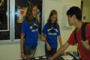Student Association members working at the Freshman Orientation on the first day of school