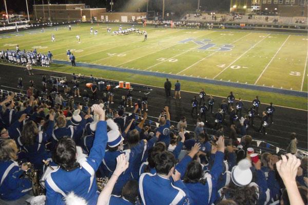 Here we have our bulldogs cheering on our RB football players.  This is a great way to get out and show some school spirit.