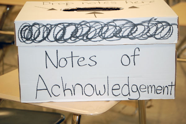 Missed your opportunity? The next time to write a Note of Acknowledgement is Wednesday, December 12th during your lunch. 