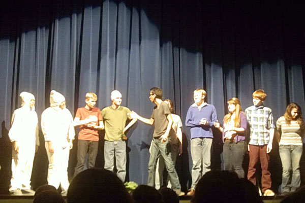 The majority of the Shenanigans Troupe on stage for the first act.