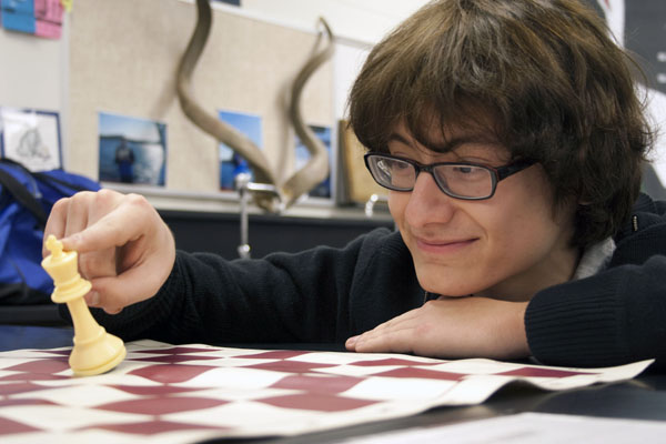 Senior Ralph Ruiz practices at Chess Club, in love with the game.  Ruiz recently made the trip to State with his team members.