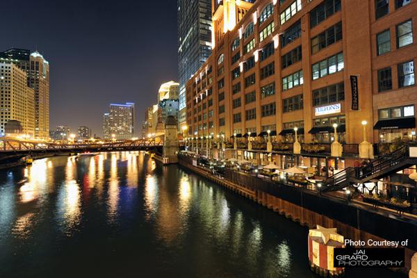 Fulton's is located on the Chicago River, offering scenic views of the city.