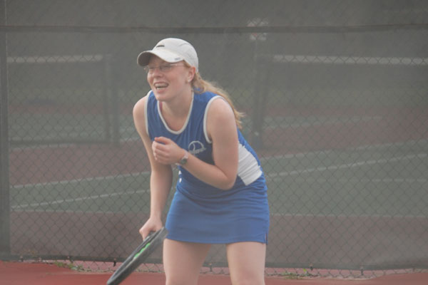 Senior Kristen Tomacek gets ready to return a serve