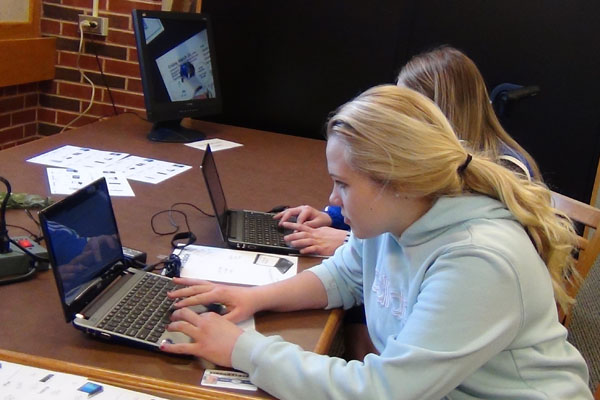 Students had a chance to experiment using Chromebooks during the "Technology Petting Zoo" Library event. In a few years, every student will be equiped with a Chromebook of their own. 