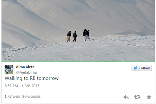 Students braved the blowing snow drifts to get to RB Monday, and tweeted while they did.
