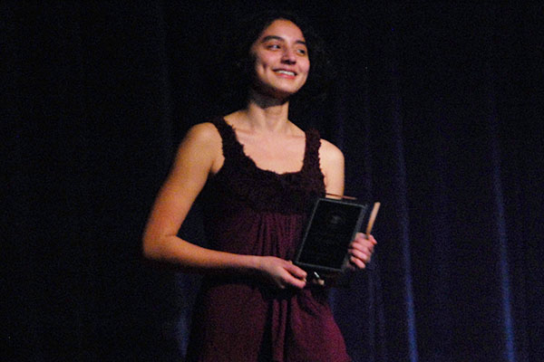 Winner Alyssa Peralta with her award.