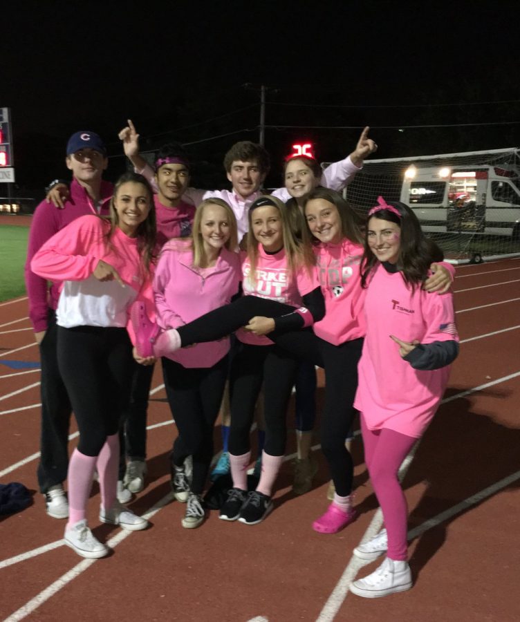 Students on Oct. 14 wearing pink to show their school spirit