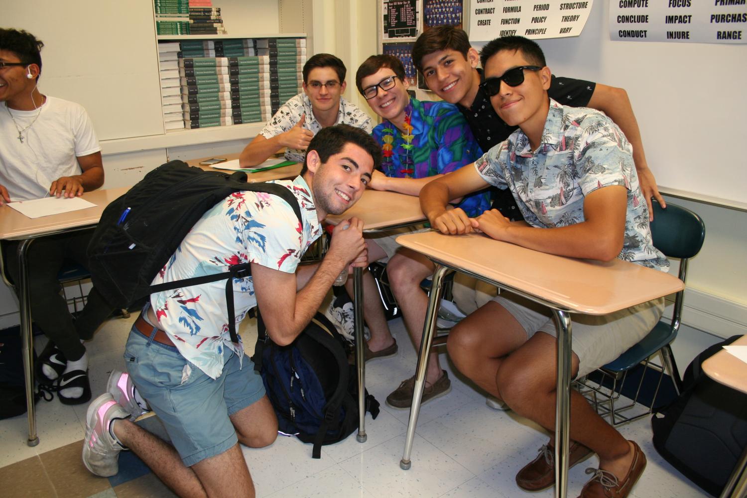 Students dress up for Tropical Tuesday.