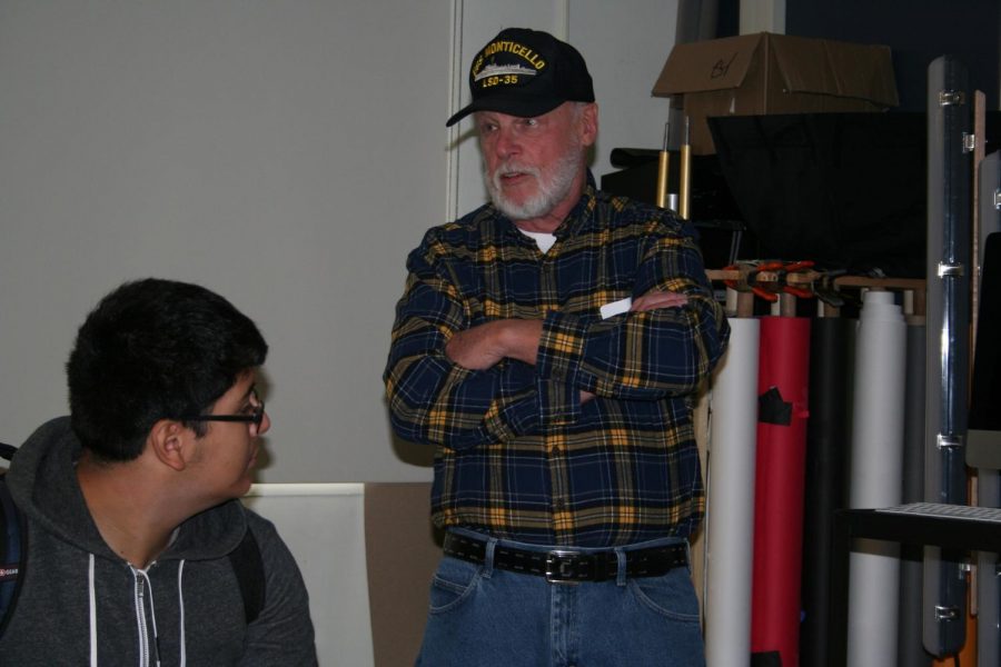 Leigh Holzwart speaks to students in Mr. Jensen's room.