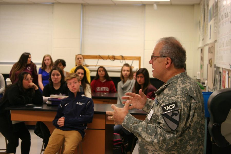 Greg Saganich tells his story to RBHS students 