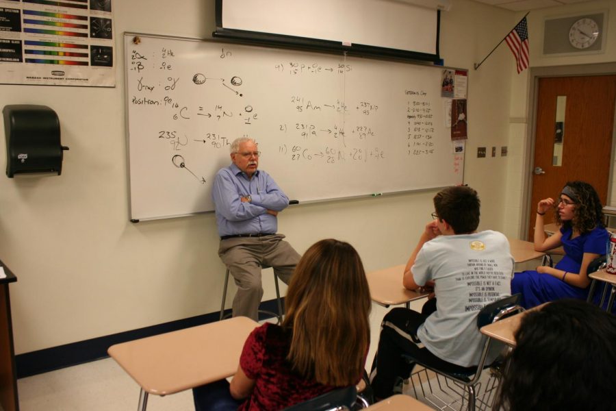 Grabowski speaks to students in Melquist's room.