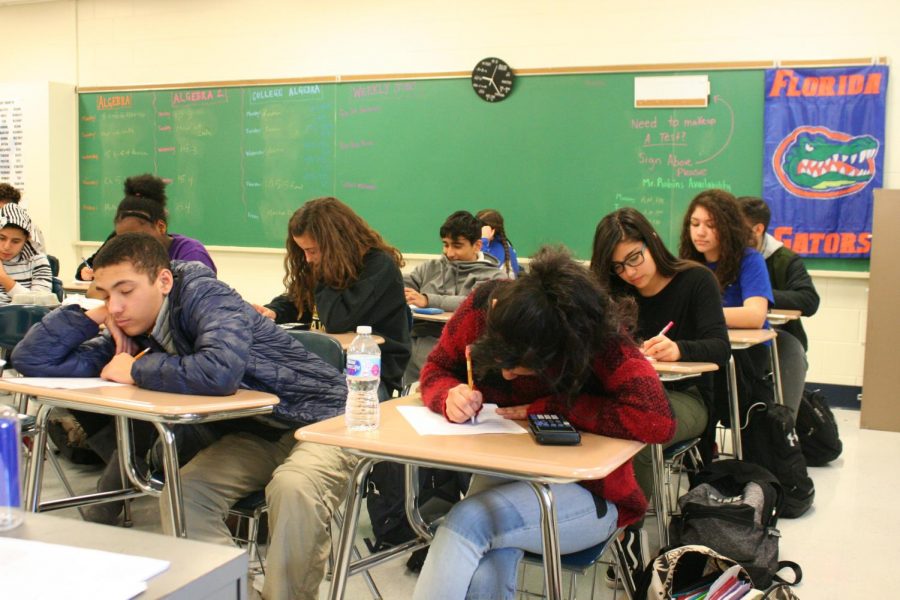 Students taking a test.