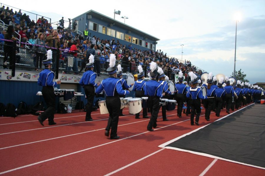 RB band marches at footballs Senior Night.