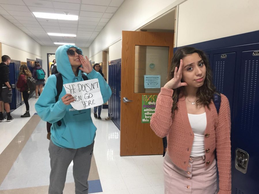 Homecoming Queen senior Cassandra Hines and junior Daniela Ulloa, dressed up for Thursdays Hollywood Celebrity theme as Damian and Gretchen from Mean Girls.
