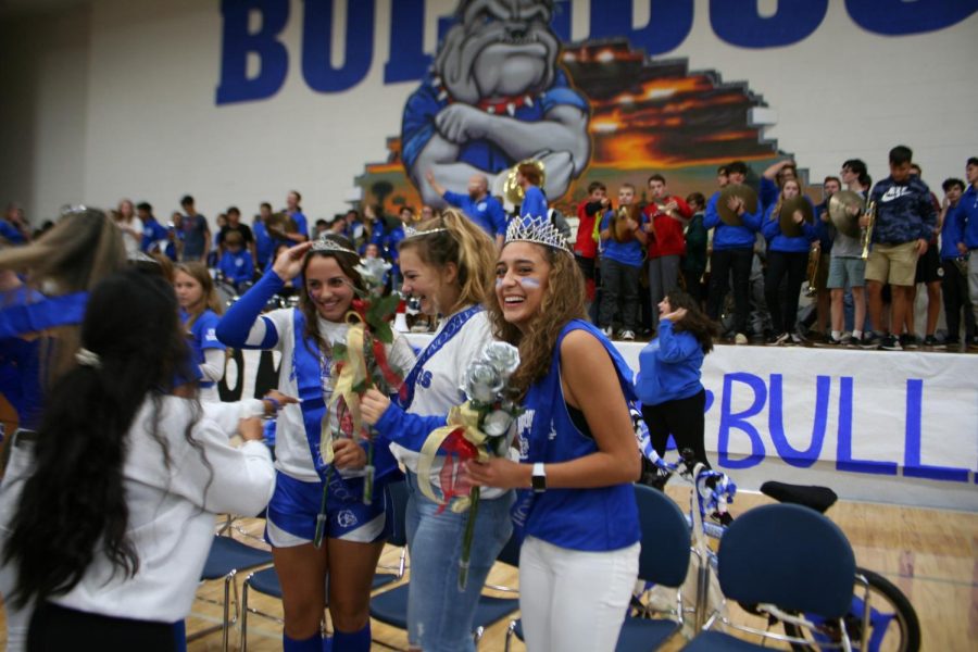 Senior Cassandra Hines being crowned Homecoming queen at the pep rally.