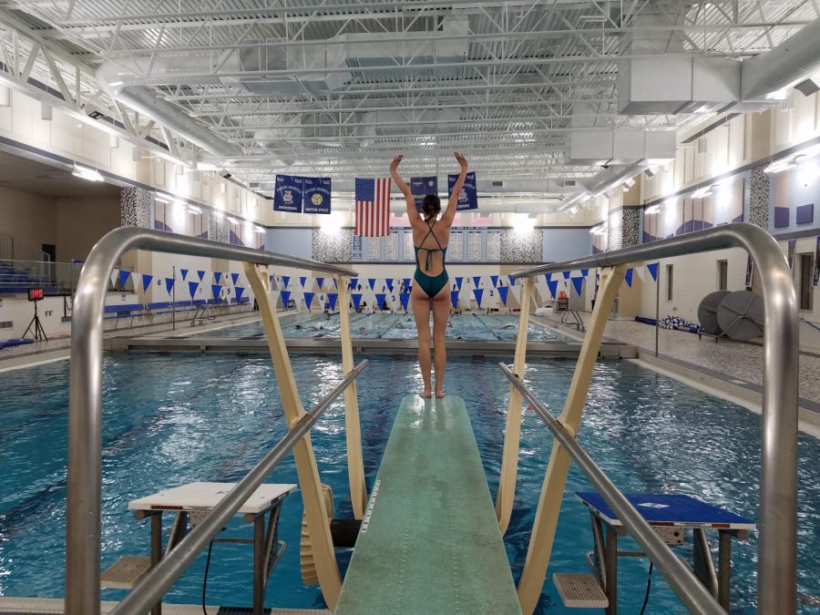 Katelyn Stowe prepares to dive 