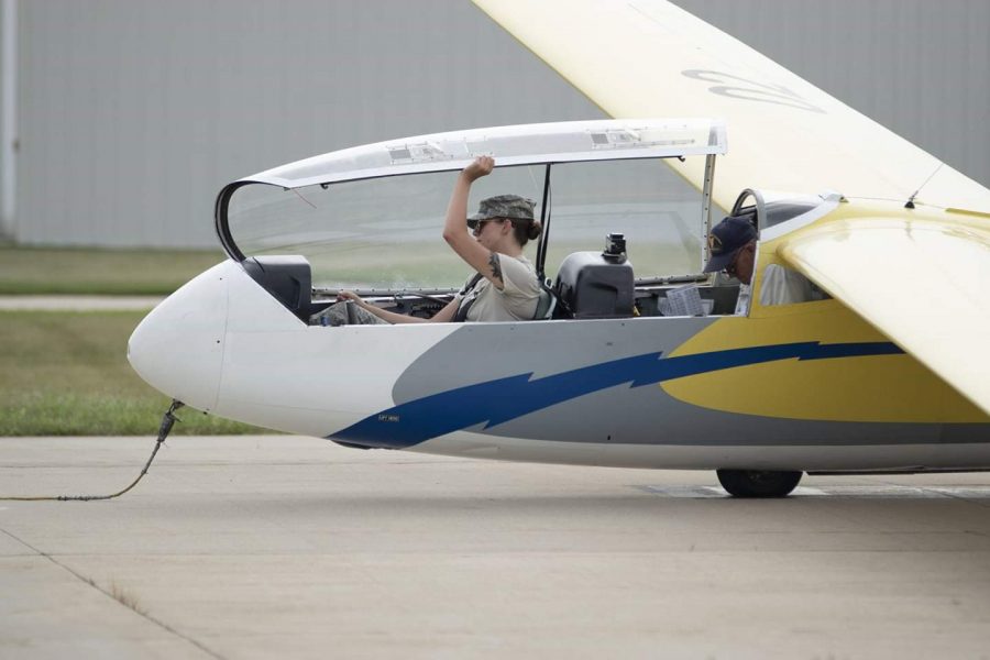 Alexis Vasiliadis, an RBHS senior,  prepares for flight with Civil Air Patrol (CAP)