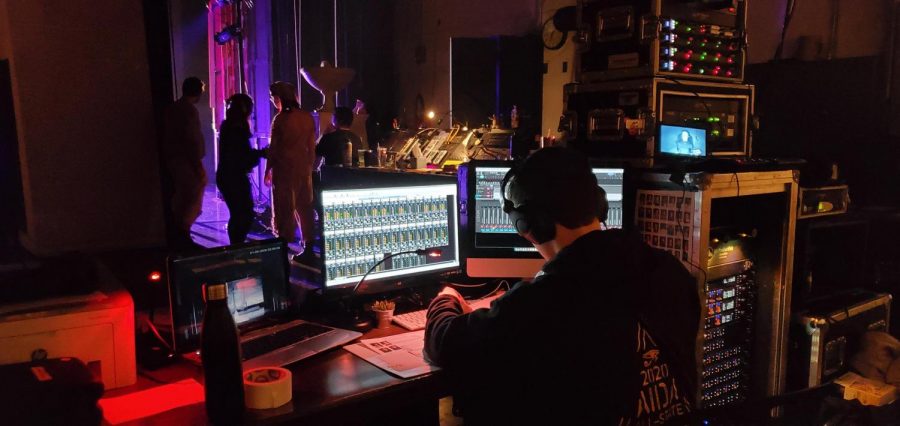 Peter Giannetos working on the All State production of Aida