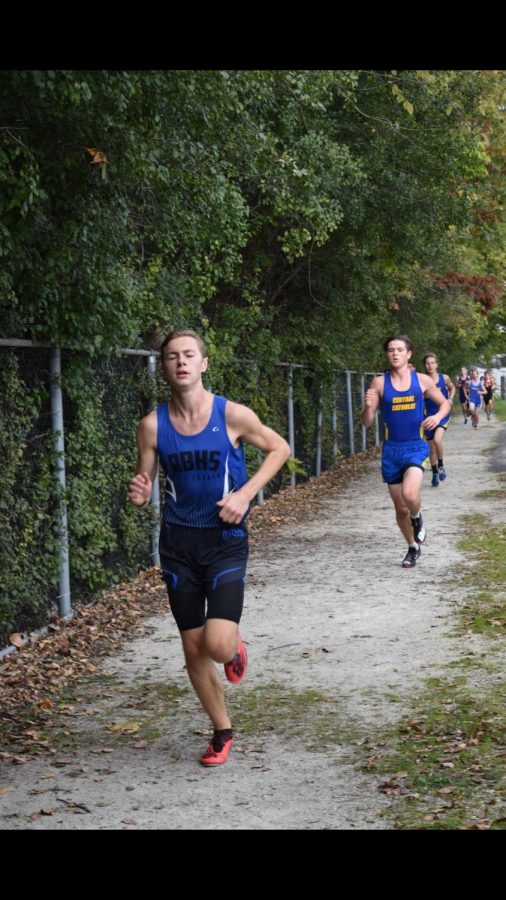 Steve Haley participating in a cross country competition.