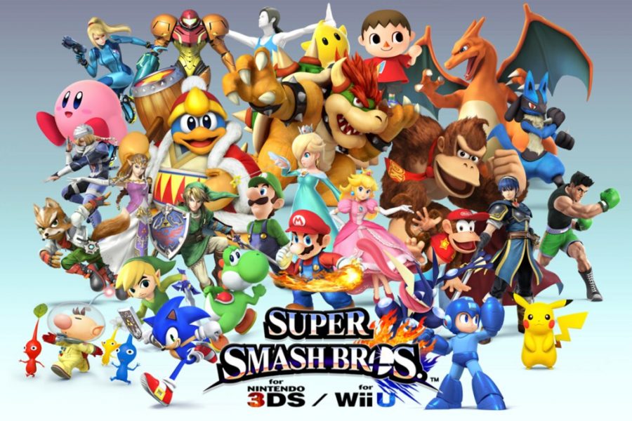 A picture including a plethora of Super Smash Bros characters. 