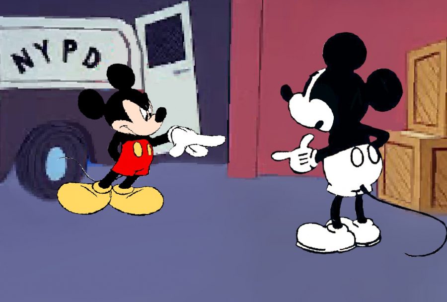 Mickey+Mouse+confronts+himself+in+a+movie.+Drawn+by+Alli+Beatty.