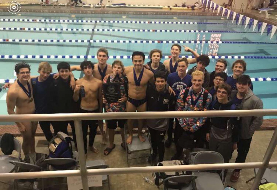 This is the entire boys swim team after a meet.