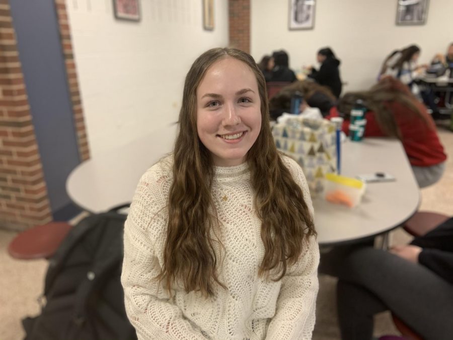 Senior Lane Feary is pictured at her lunch table. She recaps the 2020 primaries and caucuses that have occurred thus far. 