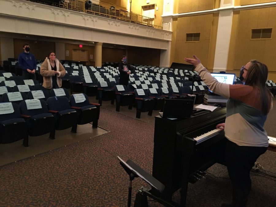 Students singing during choir class on Tuesday, January 12th.