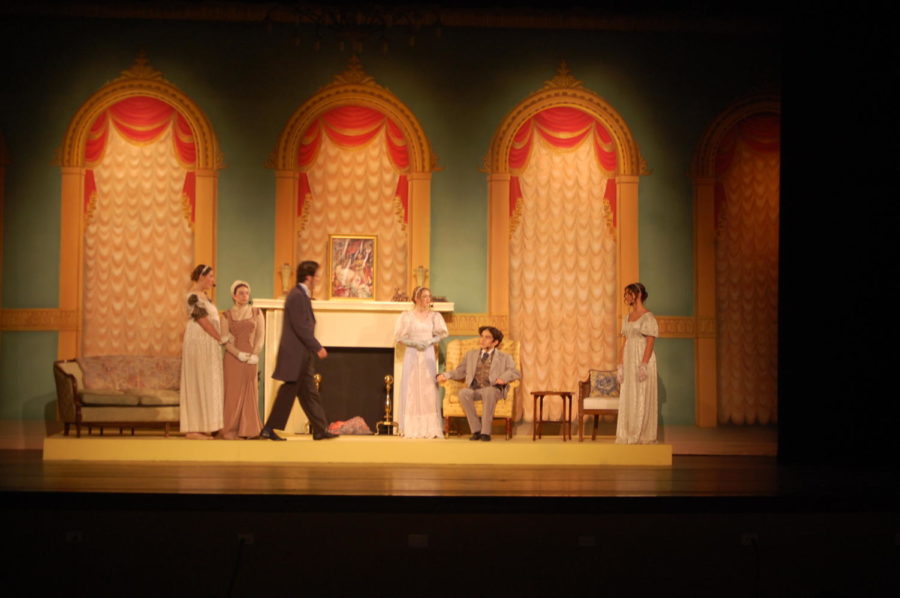 Students at a dress rehearsal getting ready for opening night.
