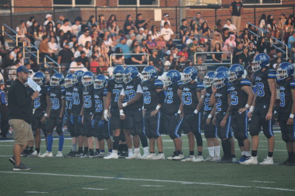 The football team lined up before the August 25 home game.