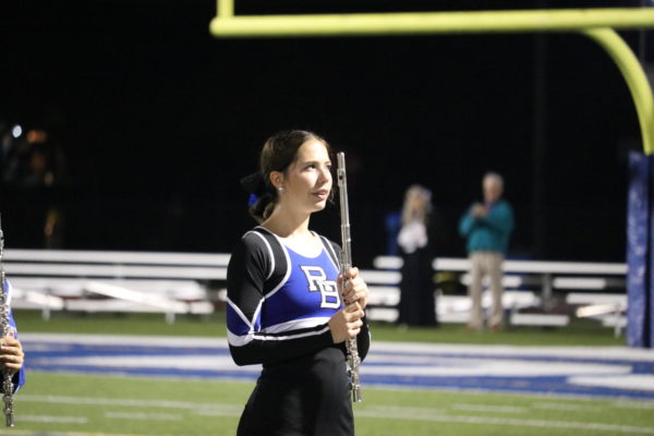 Sahlas marching during halftime for the Homecoming football game.