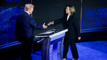 Harris and Trump shaking hands before their debate on September 10th. Photo by Getty images.