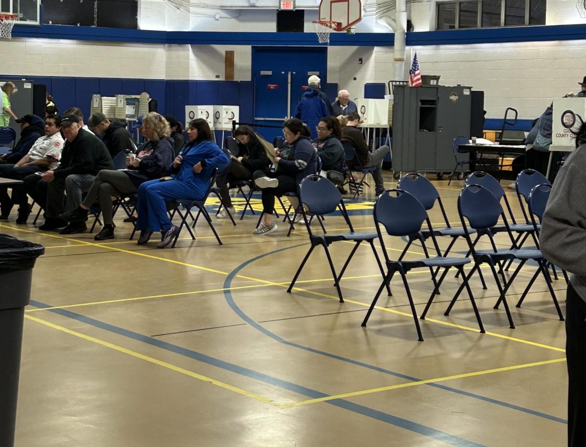 People waiting to cast their ballots in the 2024 election. Photo by Madison Polich.