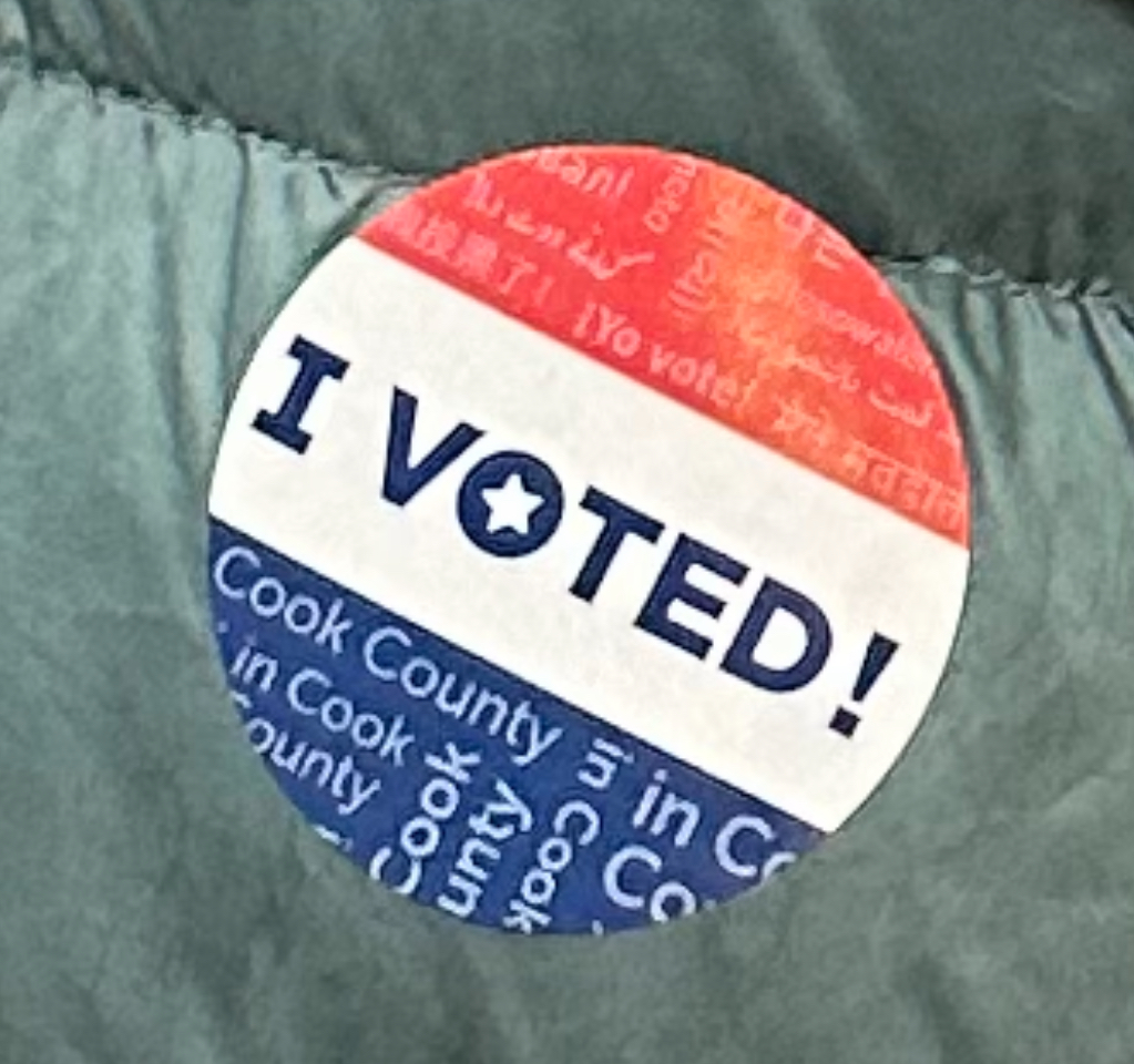 "I Voted!" sticker. Photo by Madison Polich. 