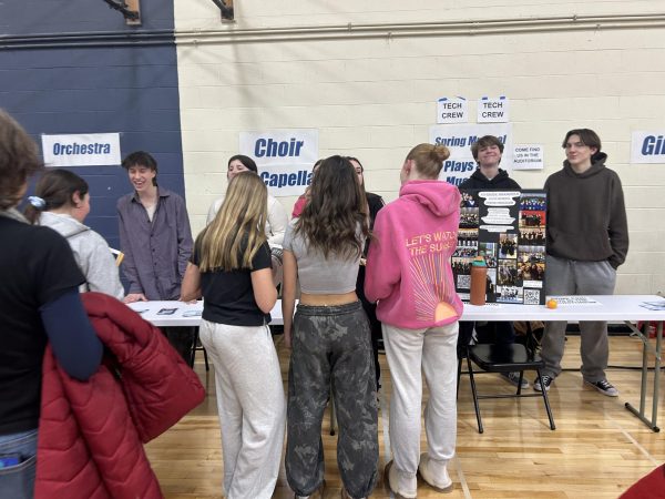 Students at activity fair in the East Gym.